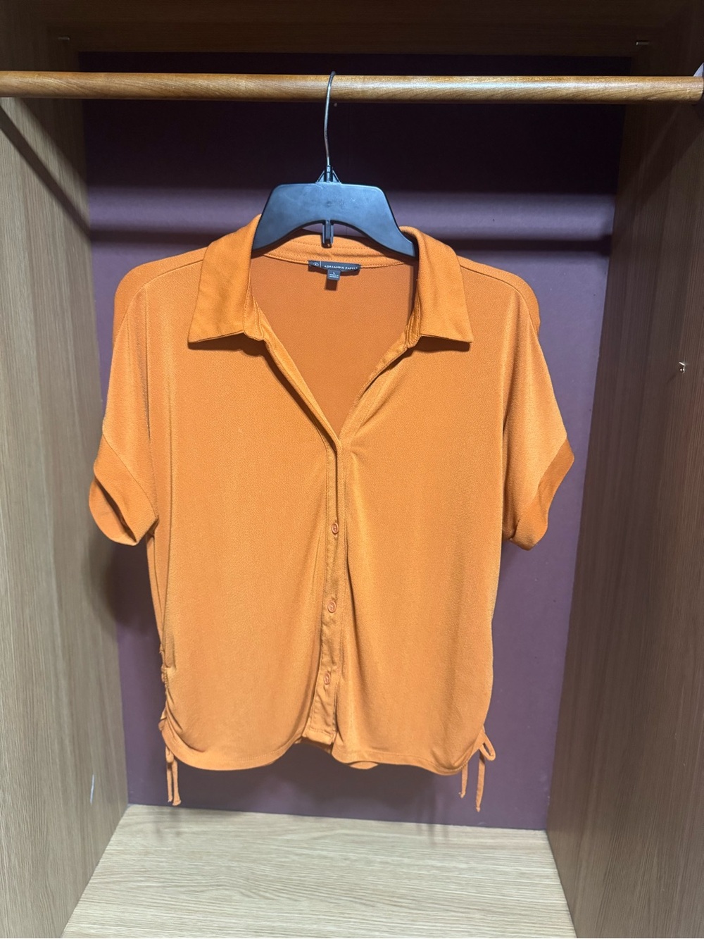 Adrianna Papell Orange Collared Button Front Blouse Size Large
